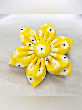 Yellow Floral Fabric Flower Hair Clip for Kids